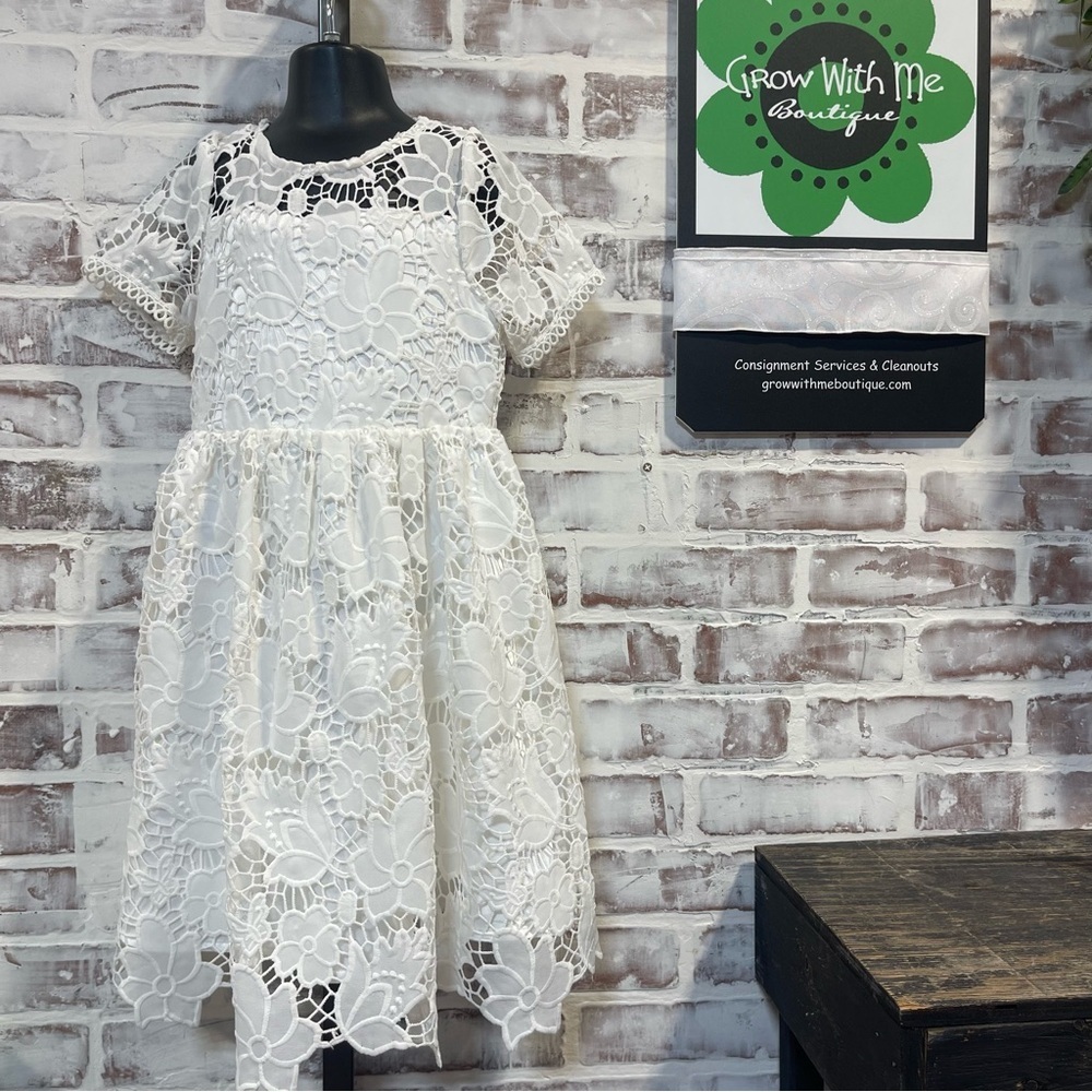 Rare Editions White Floral Lace Dress kids size 6
